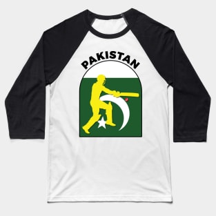 Pakistan Cricket Batsman Pakistan Flag Baseball T-Shirt